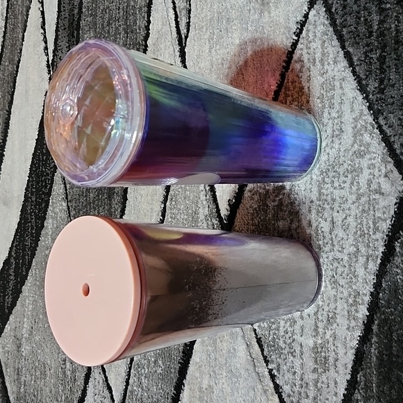 STARBUCKS ROSE GOLD WHITE GLITTER & DOME OMBRE RAINBOW VENTI COLD CUP TUMBLERS - Picture 3 of 11